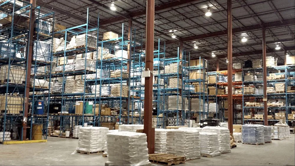 Racking inside KDM's 200,000 sq ft warehouse